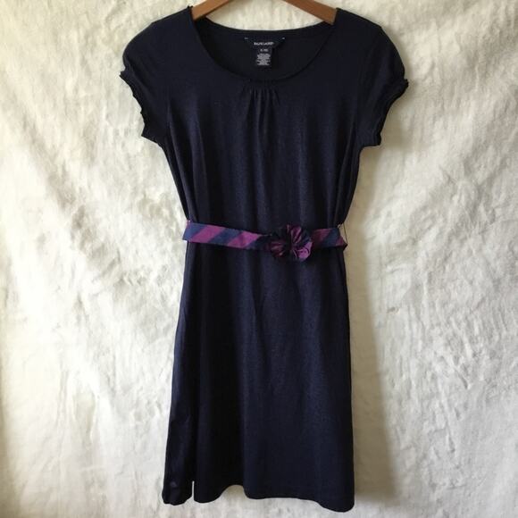 Ralph Lauren Girl Black Dress with Purple Belt - Picture 1 of 15